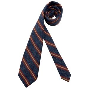 PAUL STUART Blue Striped Silk LUXURY Tie HANDMADE USA
